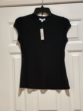 AFRM Black Short Sleeve mesh  Crewneck Top